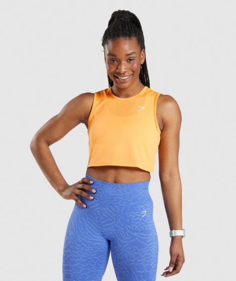 Podkoszulki Gymshark Treningowe Crop Damskie Pomarańczowe | PL 390LMF